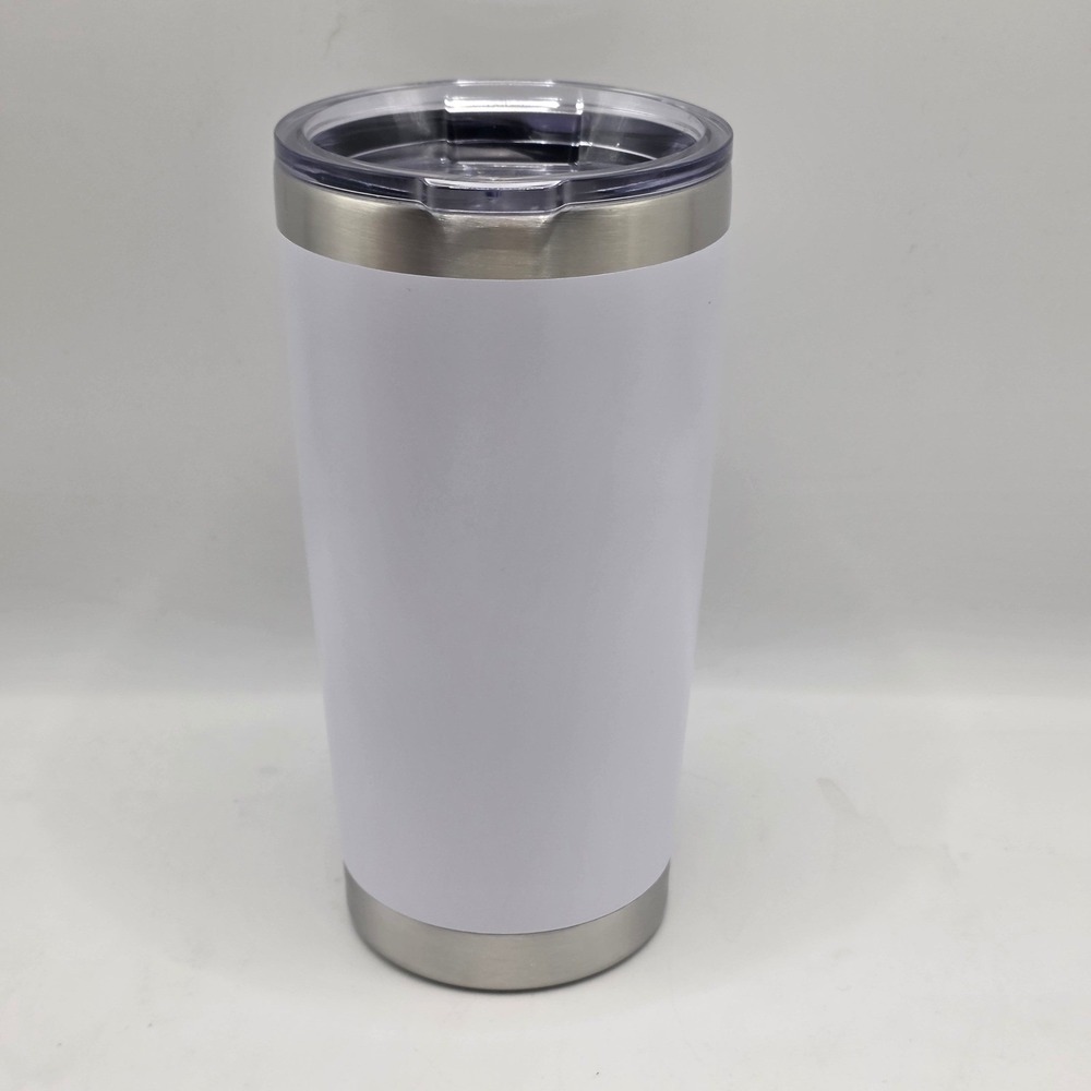 Travel Tumbler Set 2pc White Stainless Steel Insulated Travel Mug Minimalist - Picture 3 of 12